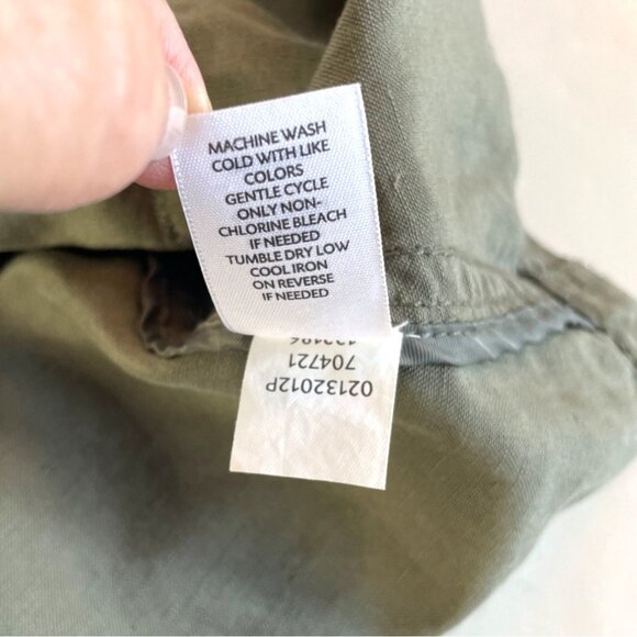 J. Jill Vest Olive Green Silk Linen Blend Women's L Petite Button Front Utility - Picture 5 of 8